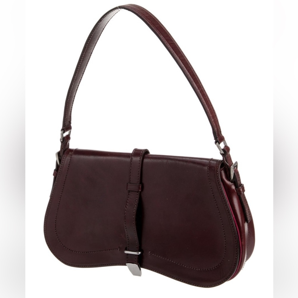 Prada Vitello Leather Shoulder Bag in Burgundy - Picture 3 of 6